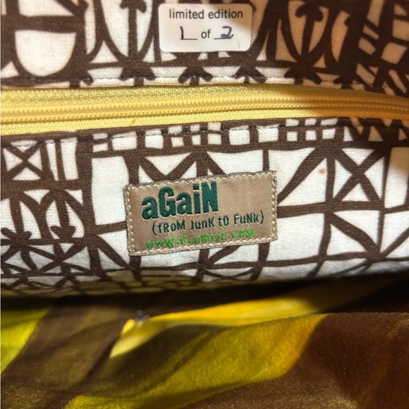 Handmade Multicolor Geometric Patterned Women's Bag with leather strap & trim - Picture 5 of 7